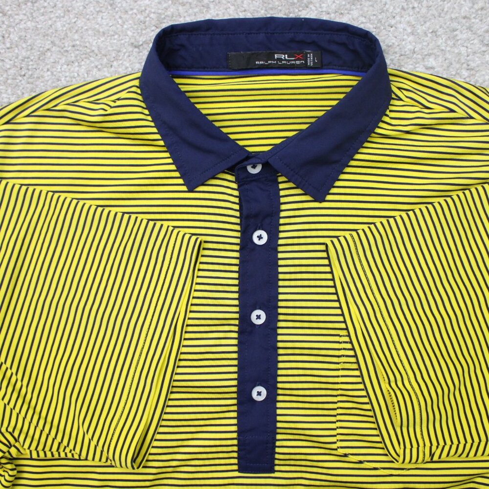 RLX Ralph Lauren Yellow and Navy Striped Polo